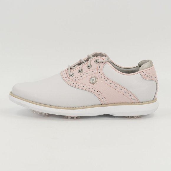 FootJoy Women's Traditions 'Grey / Pink' 97920 Leather Golf Shoes size 8.5 - Picture 5 of 9
